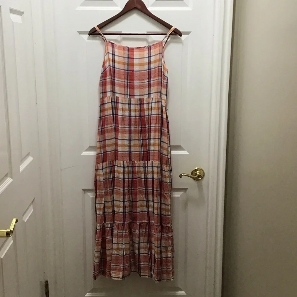 Lou & Grey Checkered Maxi Dress in Red and Cream - Picture 1 of 3